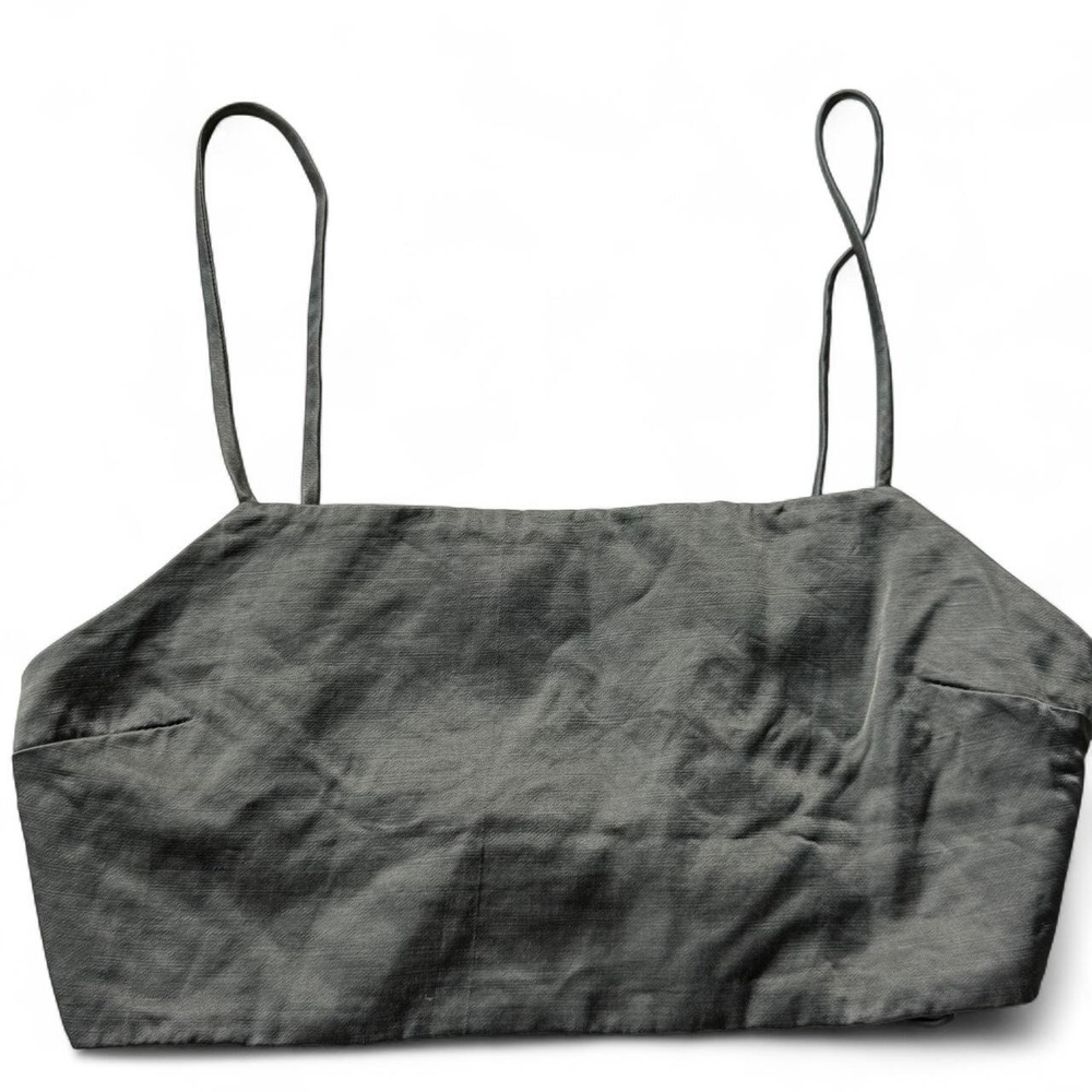 Zara - metallic olive green crop - Size S